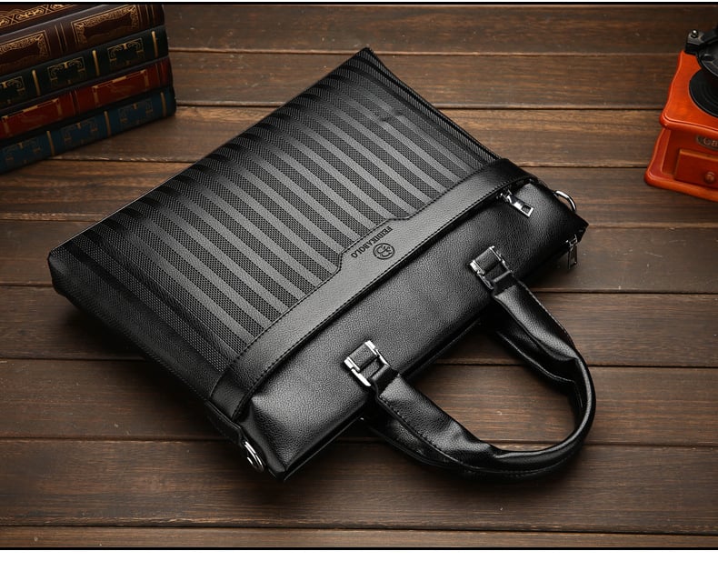 Men's Casual Leather Briefcase Soft PU Business Handbag Office Style